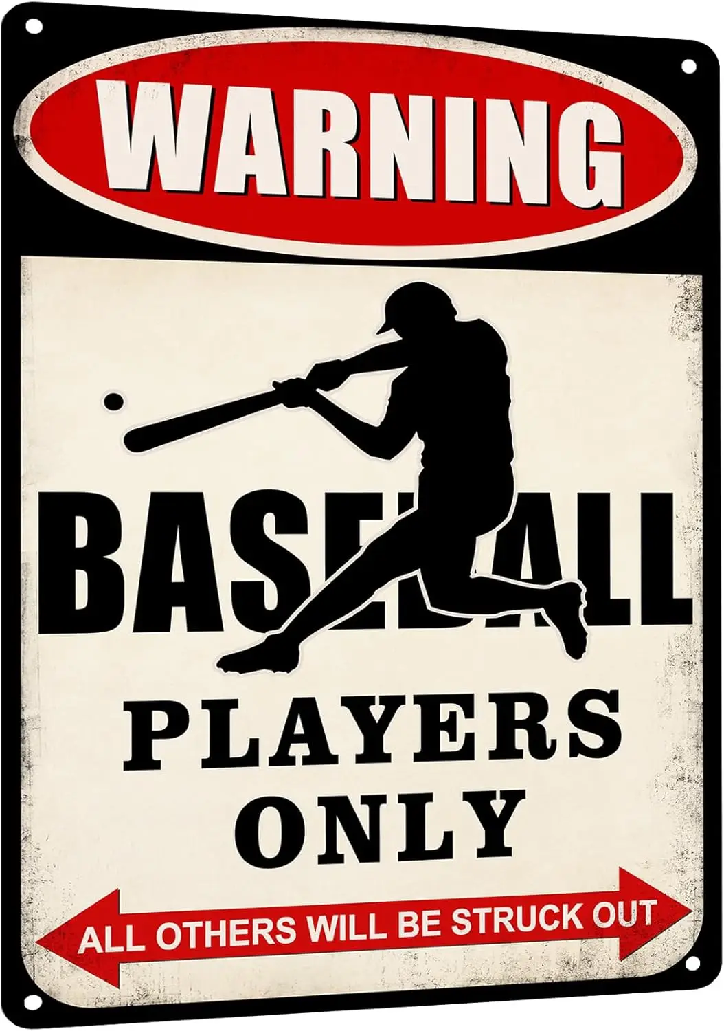 

b1, Baseball Themed Tin Sign - Wall Art Poster for Boys Bedrooms - Metal Decor with Player-Exclusive Warning Design Baseball