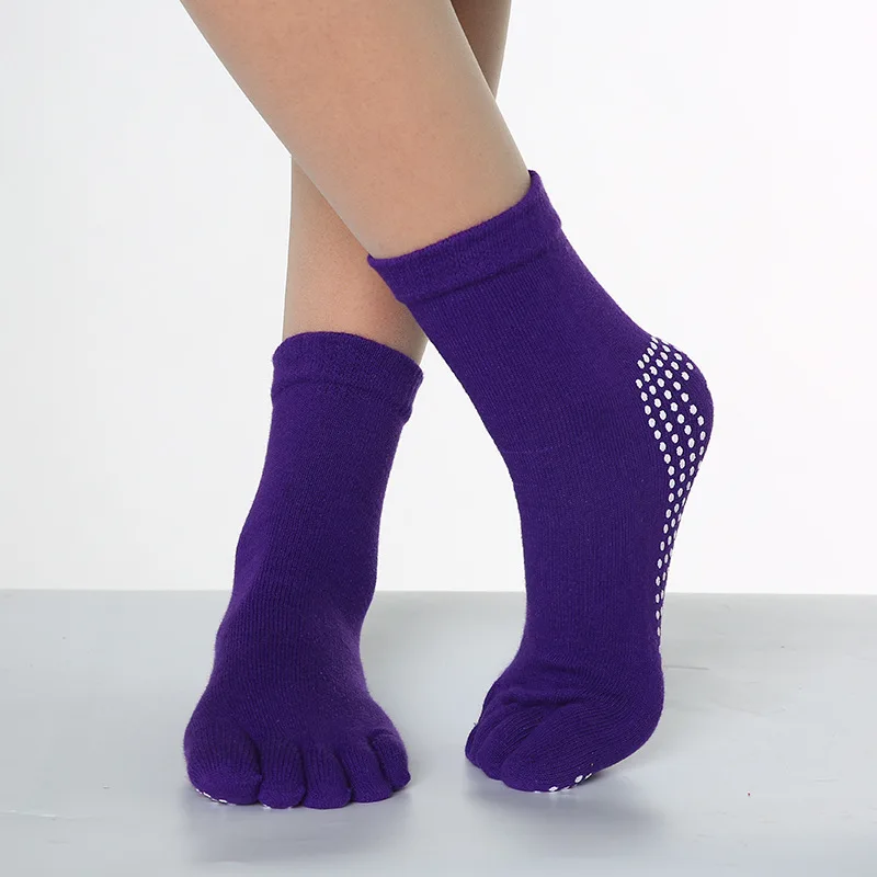 Colorful Women Yoga Socks Non-Slip Ladies Dance Socks Cotton Healthy Sports Five-toed Socks