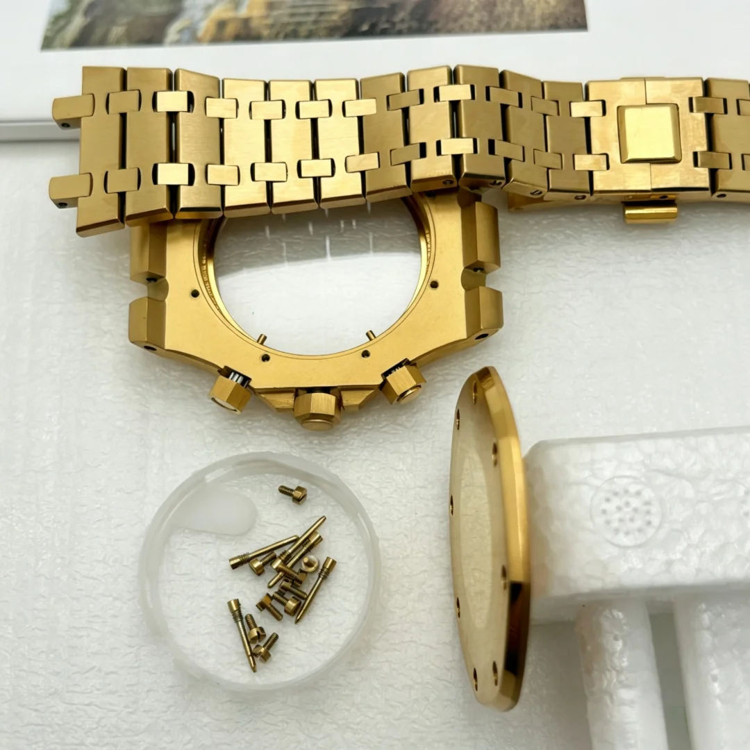42MM Silver Gold Black Modified Watch Accessory Part Strap for Oak Case 31.8mm Dial VK64/63 Quartz Movement Pointer Kit No Logo