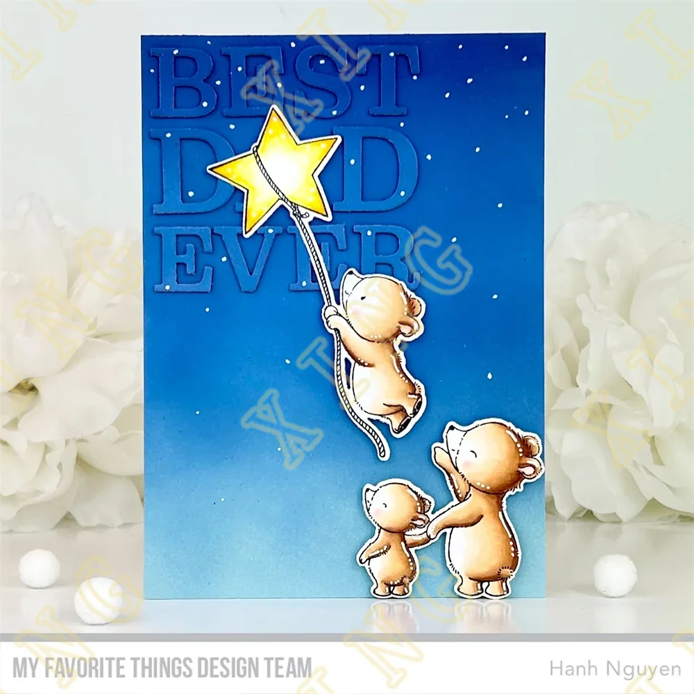 New Best Dad Ever Hula Hippos Cutting Dies And Stamps Scrapbook Diary Decoration Stencil Embossing Template DIY Greeting Card