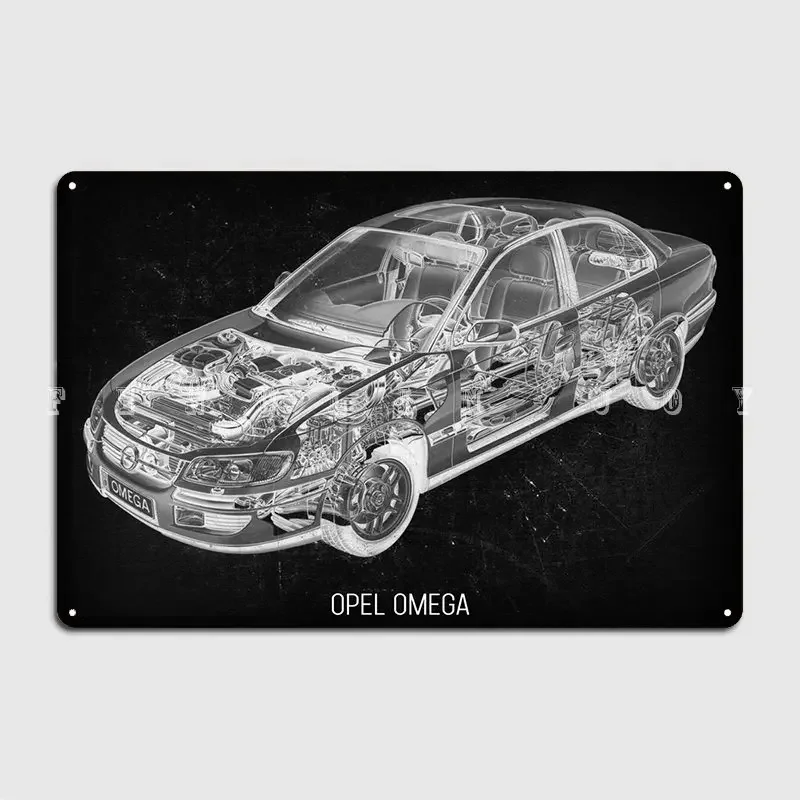 Opel Omega Metal Sign Cinema Kitchen Garage Club Custom Painting Décor Omega Classic Car Tin Sign Posters