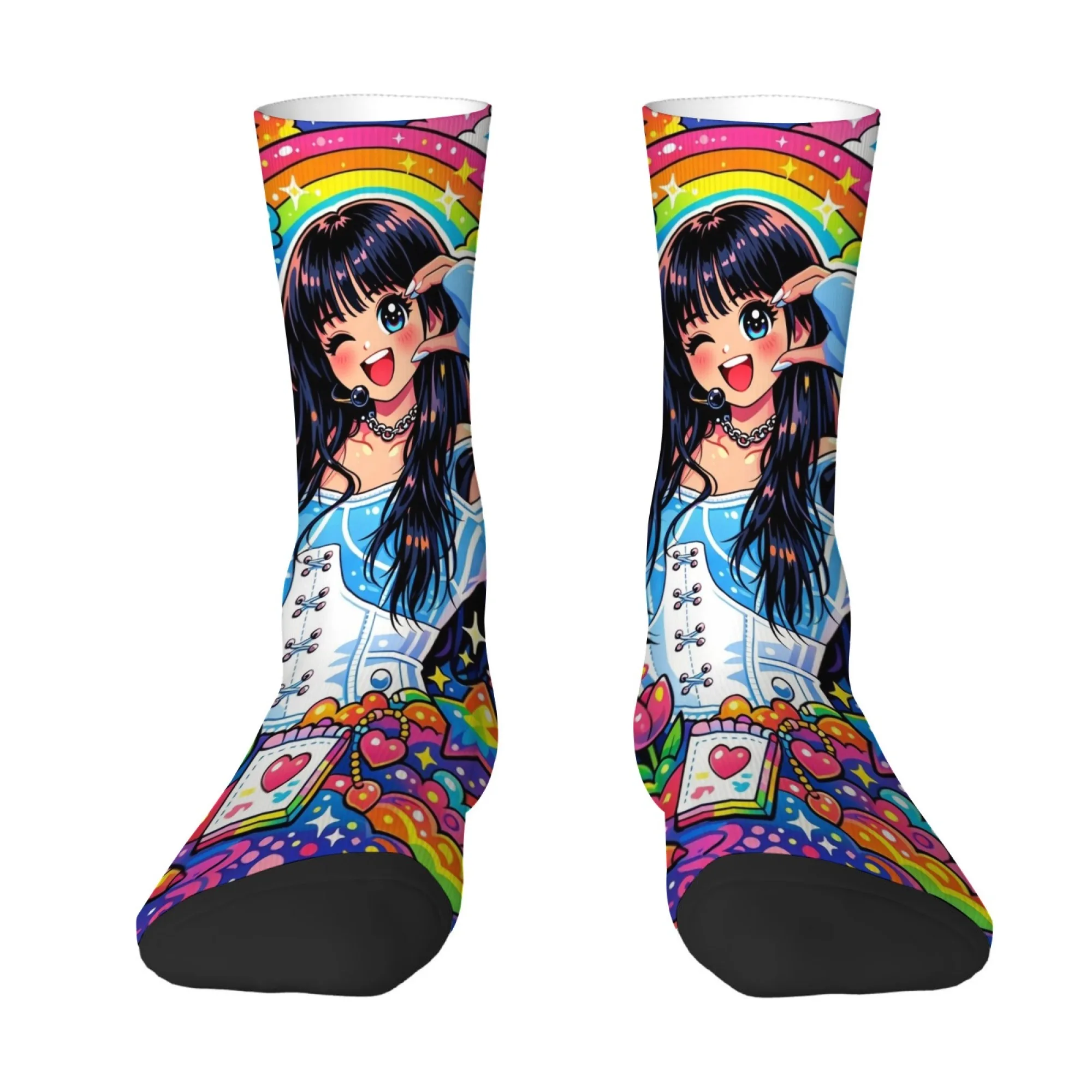 

Anime Girl Rainbow Print Mid-Calf Socks Sweet Cool and Stylish Dopamine-Inducing Style Comfortable Soft and Durable Socks