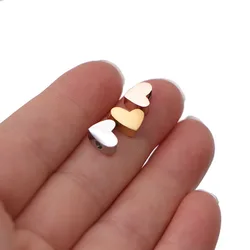 5pcs/lot 6*8mm Small Heart Bead Charm Mirror Polished Stainless Steel DIY Spacer Charms For Necklace Jewelry Making