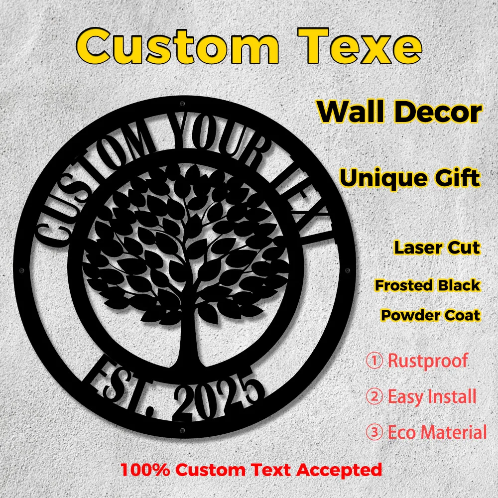 

Personalized Tree of Life Wall Art Metal Sign Custom Family Name Sign for Home Nursery Decor, Housewarming Anniversary Gift