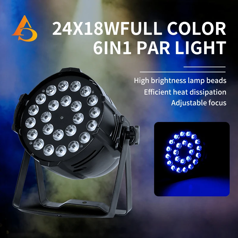 4Pcs/Lots 24x12W RGBW/24x18W RGBWAUV Par Light Aluminum Stage Light DMX512 Control DJ Disco Stage Light