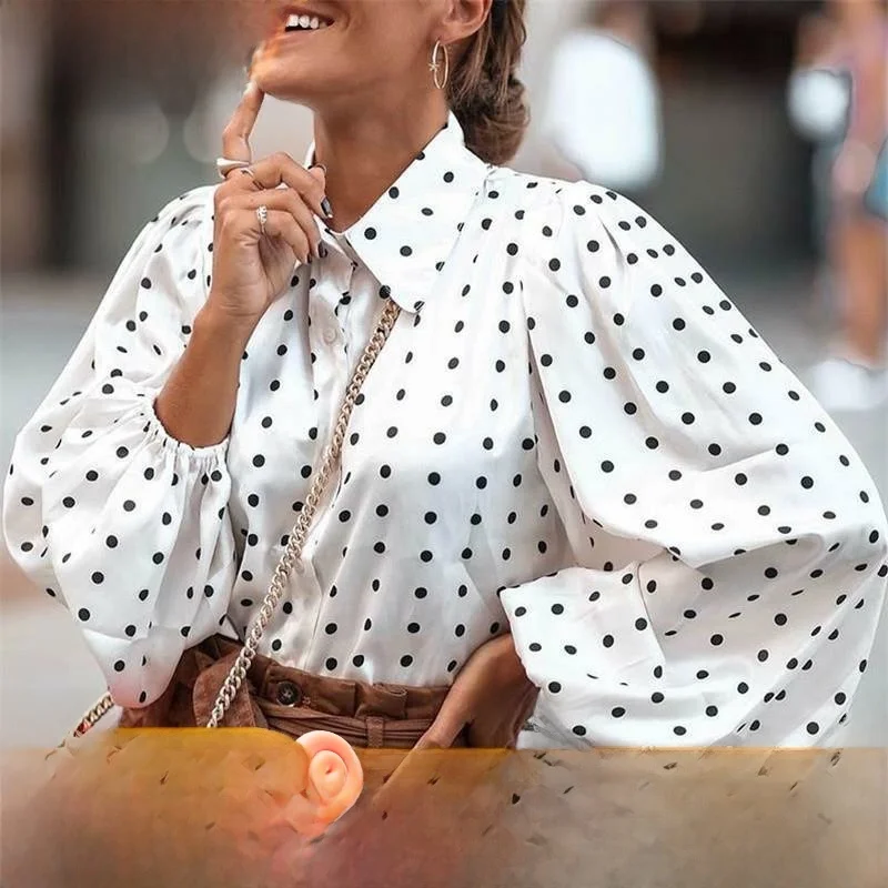 

Loose Faion Women's irt M4XL Chiffon Top Street Sle Printed Long Sve Button up Cotton Regular Length Ladies Blouse