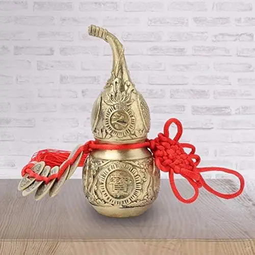 Brass Good Luck Wu Lou Hu Lu Gourd Feng Shui Luck and Treasure for Housewarming Gifts Home Decoration