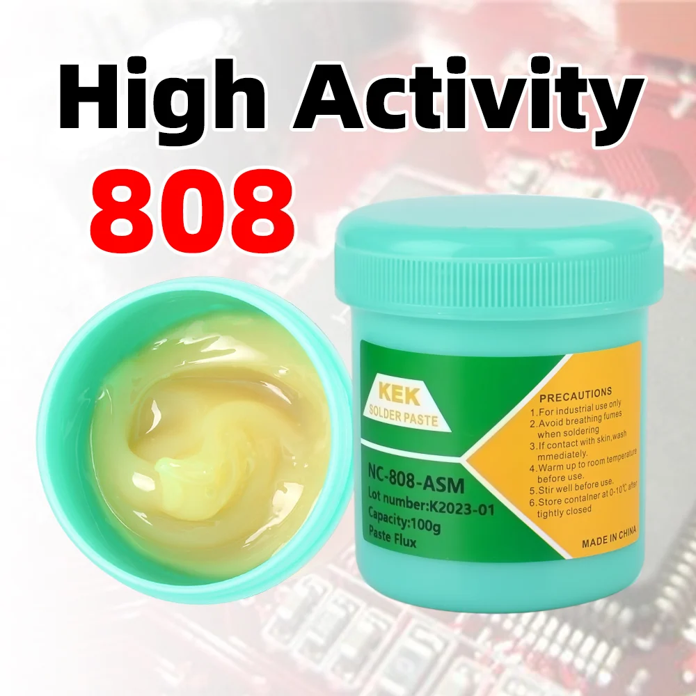 RA‑808 No‑Clean High Activity Soldering Flux Paste 4Pcs Repair Kit with Solder Wick & Cleaning Brush for BGA SMD PCB Motherboard