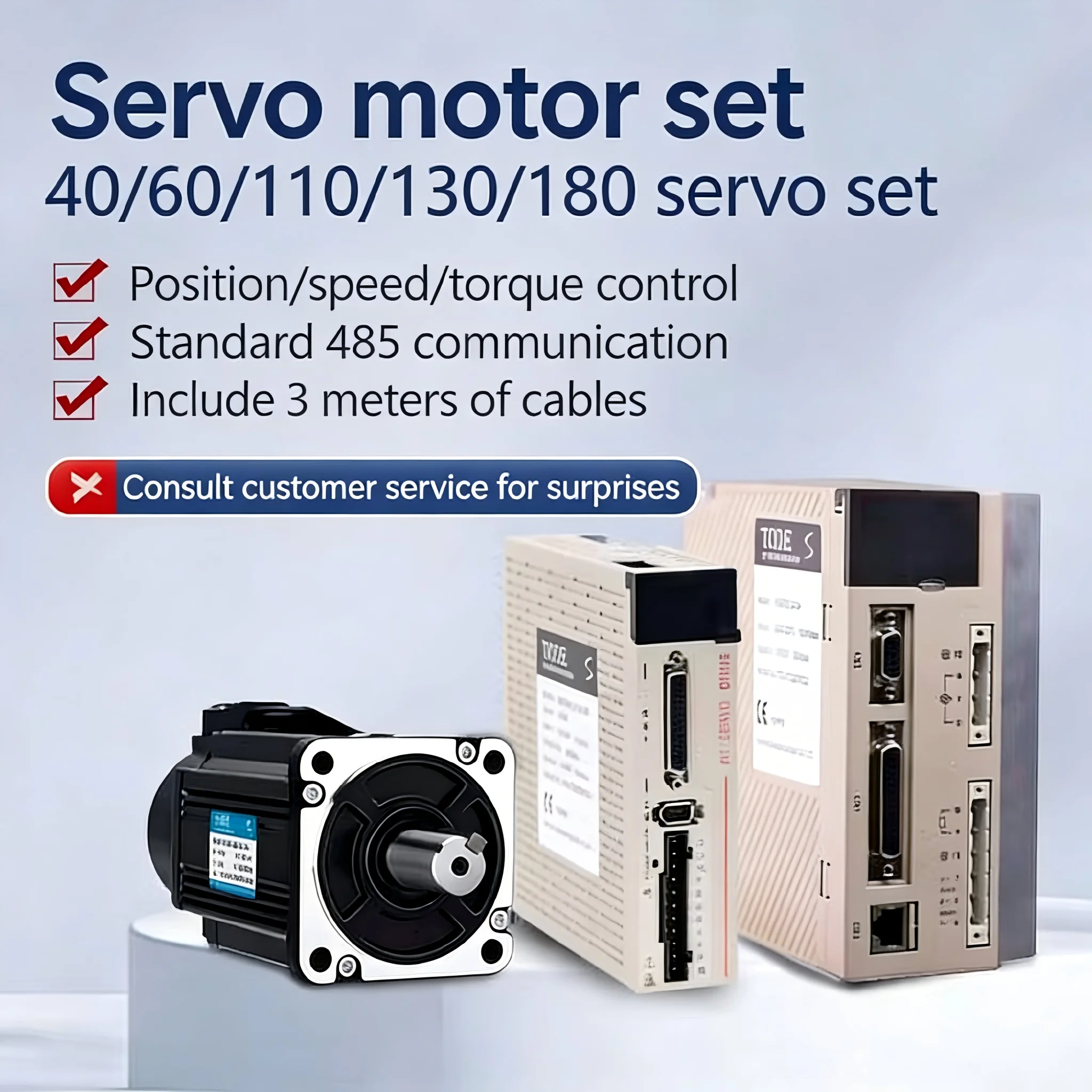 Single-Phase 400W Servo Motor Kit All-in-One With Brake Vertical Use 3000 RPM