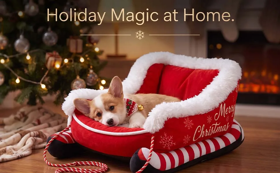 Christmas Dog Bed Sleigh