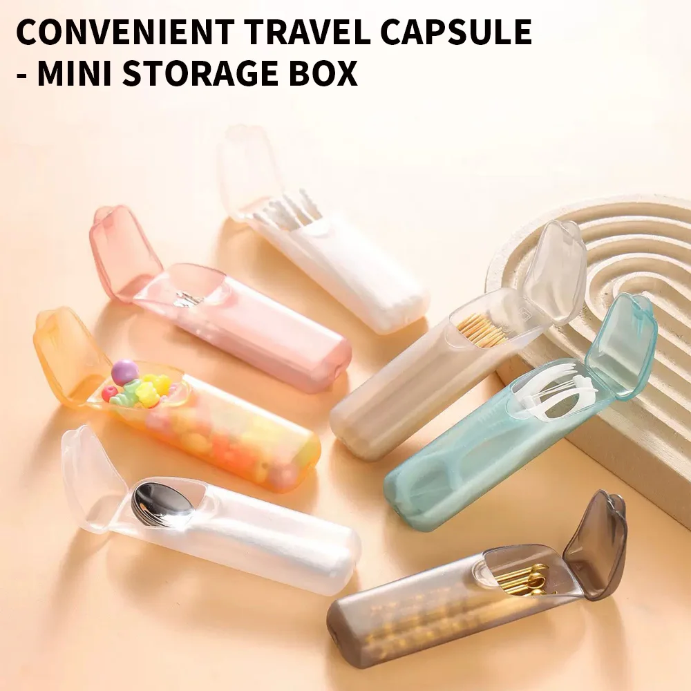 Portable Mini Storage Box, Multifunctional Organizer for Dental Floss, Cotton Swabs, Toothpicks, Small Pills, Lightweight Travel