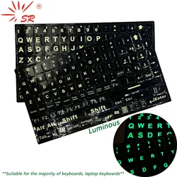 SR ENGLISH 2 Language Full Keyboard Smooth Black Background Standard Keyboard Sticker Letter Film for PC Laptop Accessories