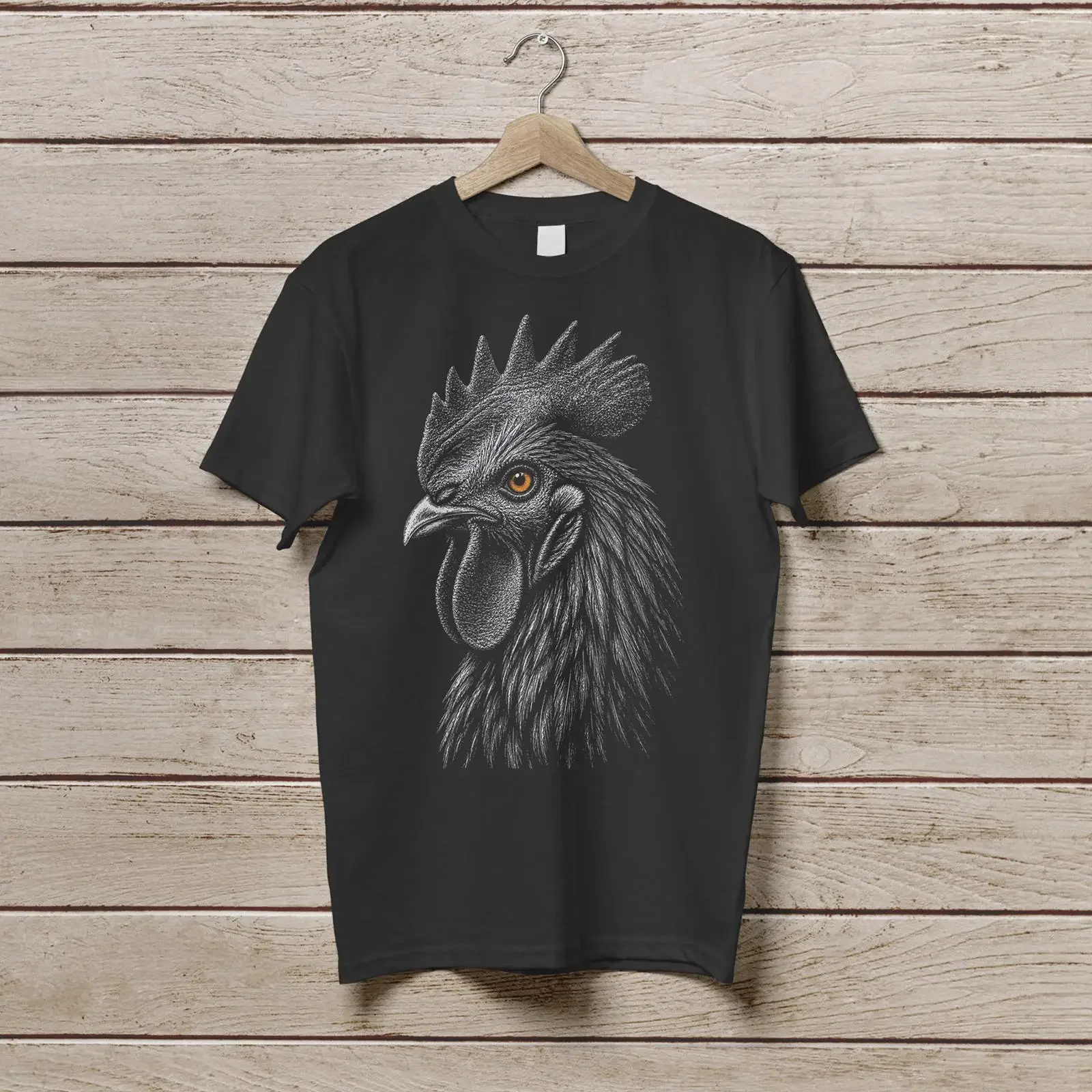 Vintage Rooster T Shirt Retro Sketch Face Rustic Farm Animal Chicken For Lover  vintage Washed Breathable Versatile fashion