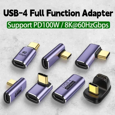 1 conector de cargador USB 4.0PD 240W8K60Hz para Macbook 40Gbps adaptador USB C OTG de alta velocidad en forma de U ángulo recto macho a hembra