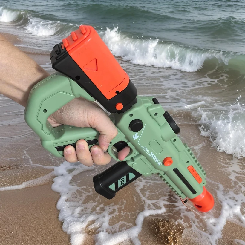 Pistola ad acqua elettrica Emitti con luce a LED ad alta pressione, tiro completamente automatico, spiaggia d'acqua per bambini, ragazzi e ragazze, collega la bottiglia all'aperto