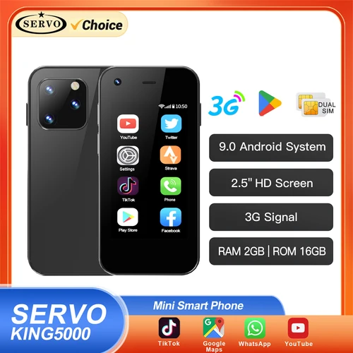 SERVO KING5000 미니 안드로이드 스마트폰, WCDMA 2.5 인치 화면, 소형 스마트 휴대폰, 안드로이드 시스템, GPS 플레이 스토어, 2GB + 16GB  Best5