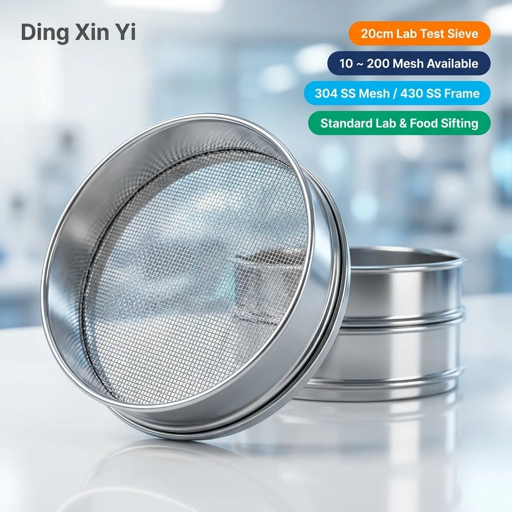 DXY 20cm Test Sieve 10-200 Mesh 304 SS Wire Filter 430 Stainless Steel Frame for Flour Grain Rice Seed Powder Laboratory