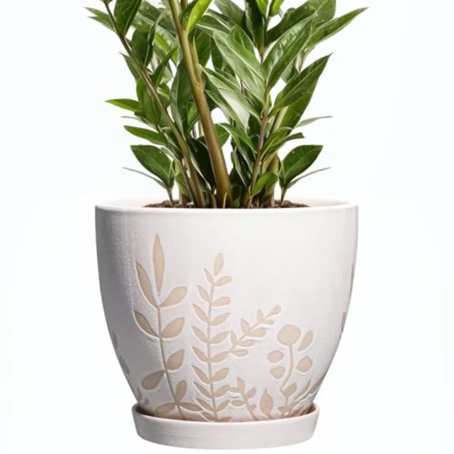 

Керамическое кашпо с поддоном и дренажем для комнатных растений, круглое, в стиле бохо, для декора дома, офиса, рабочего стола