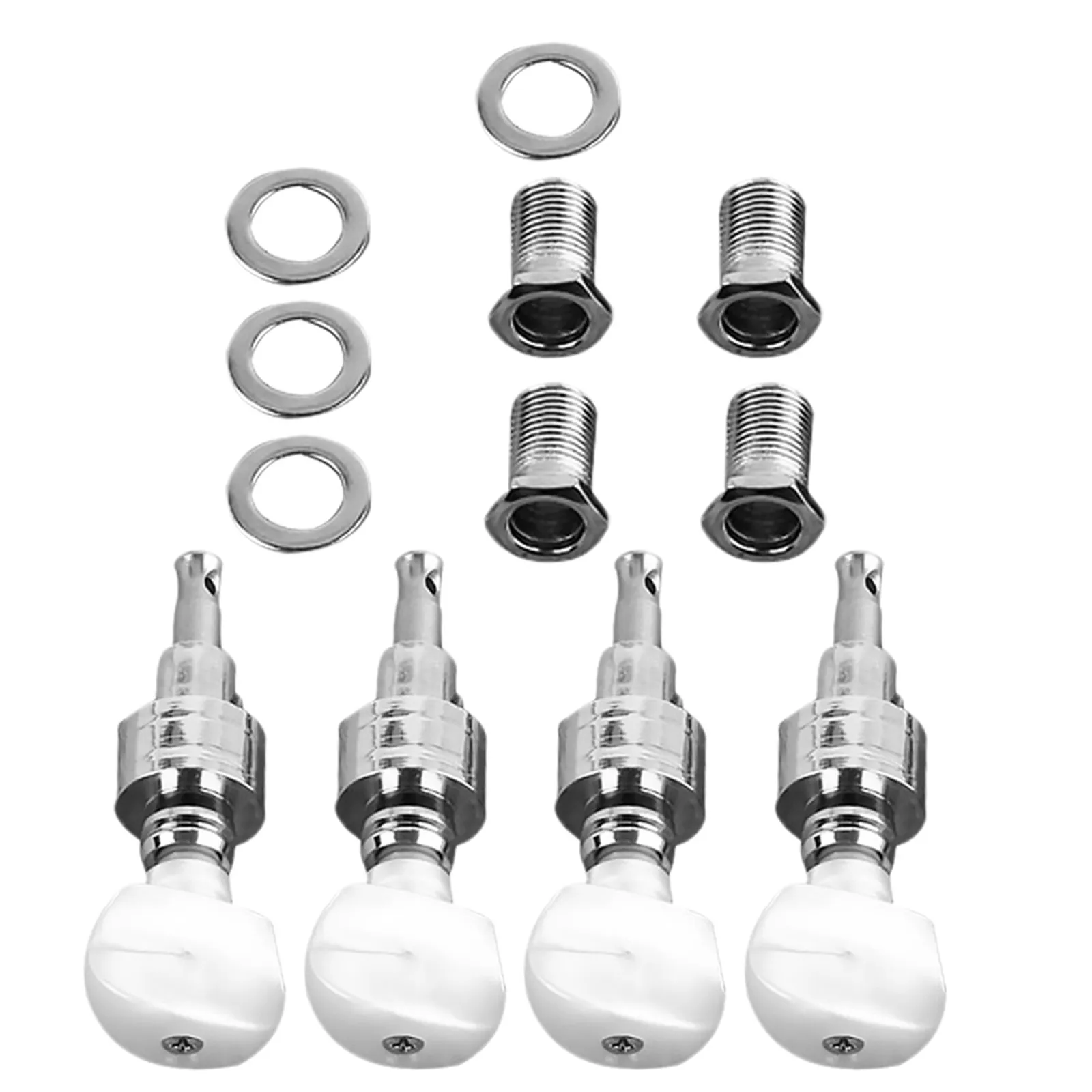 

4Pcs Banjo Tuner Pegs Precision Machined Heads with Bushings Ferrules for Stable Tuning Banjo String Key Set