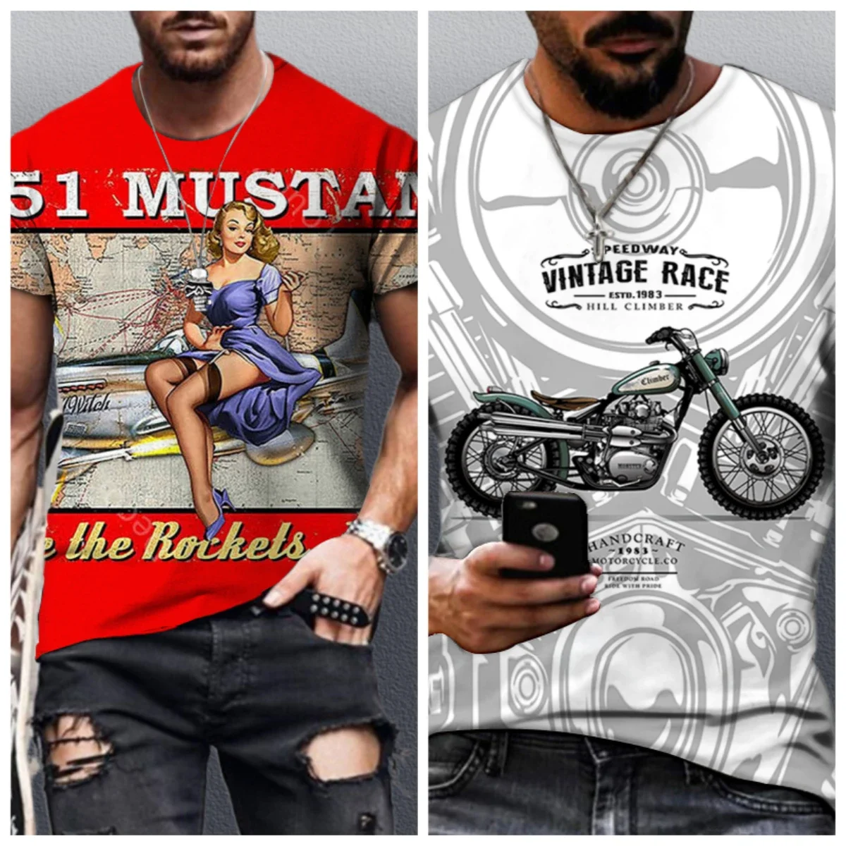 

2025 Summer New Men's Racing Motorcycle Dominates Men's Quick-drying T-shirt Comfortable Fashion Trend Loose Casual Casua Y2K