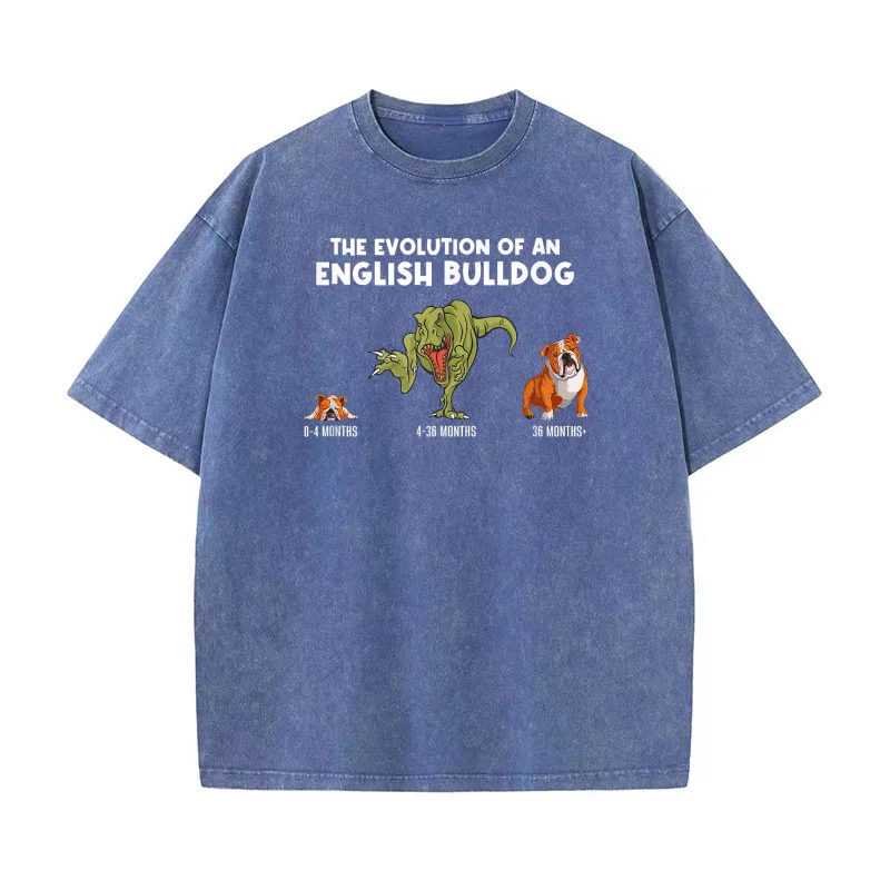 تطور الإنجليزية البلدغ أمي مضحك البلدغ تي شيرت الرجال تي شيرت قصيرة الأكمام الذكور الملابس موضة تي ريكس ديناصور