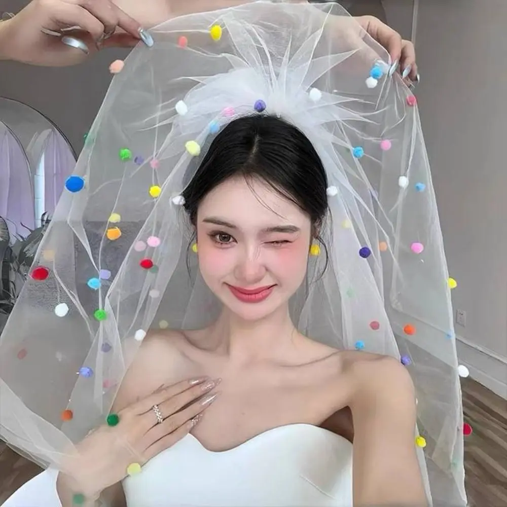 

Romantic Lace Bridal Veil Sweet Tulle Bride Head Gauze Handmade White Wedding Veils Bride Accessories