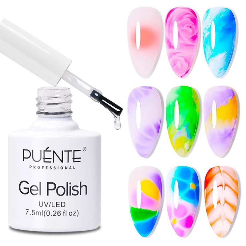 

PUENTE 7.5ml Clear Blooming Gel Blossom Spreading Effect Watercolor Gradient Marble Print Soak Off Nail Art Varnish For Manicure