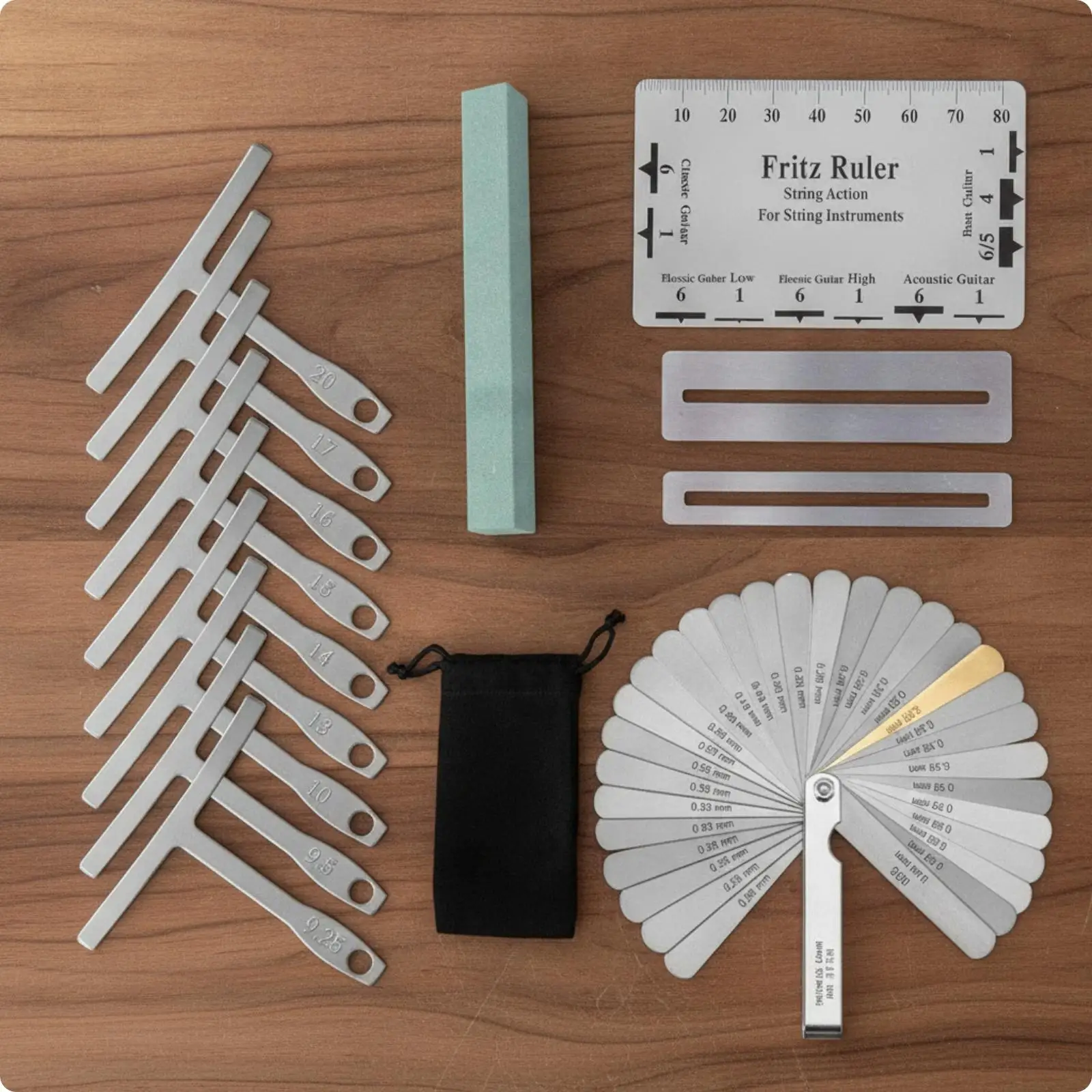 Versatile Guitar Setup Tool Kit | Measurement Markings, guitar maintenance kit with Fretboard Guards, for Repair Bench