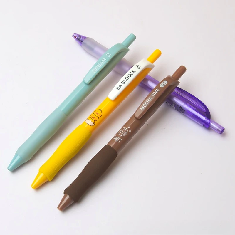 

100pcs Soft Cute Cartoon Gel Pens Novelty School Acessories Korean Stationery Wholesale Study Office Supplies Black Ink Pen Gift