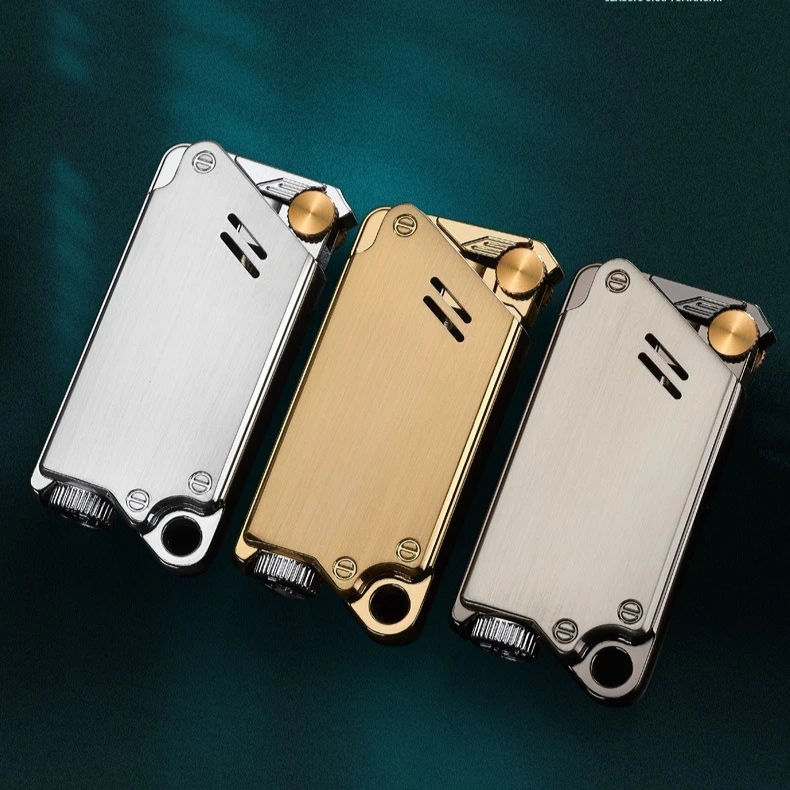 ولاعة جديدة مقاومة للرياح وخفيفة ورقيقة للتدفق المباشر لرجال الأعمال الراقية ملحقات السجائر هدية ضرورية لكل رجل