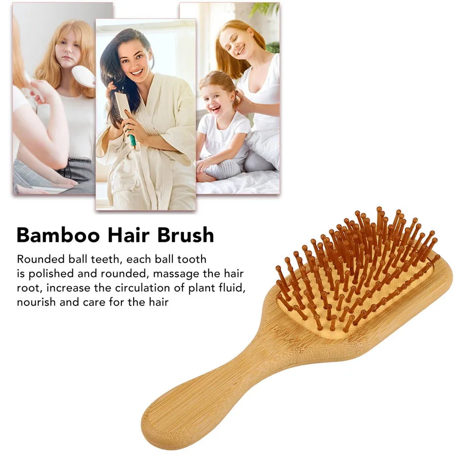 Personalized Bamboo Hairbrush Engraved Custom Name Wood Air Cushion Comb Bride Bridesmaid Birthday Unique Gift for Daughter