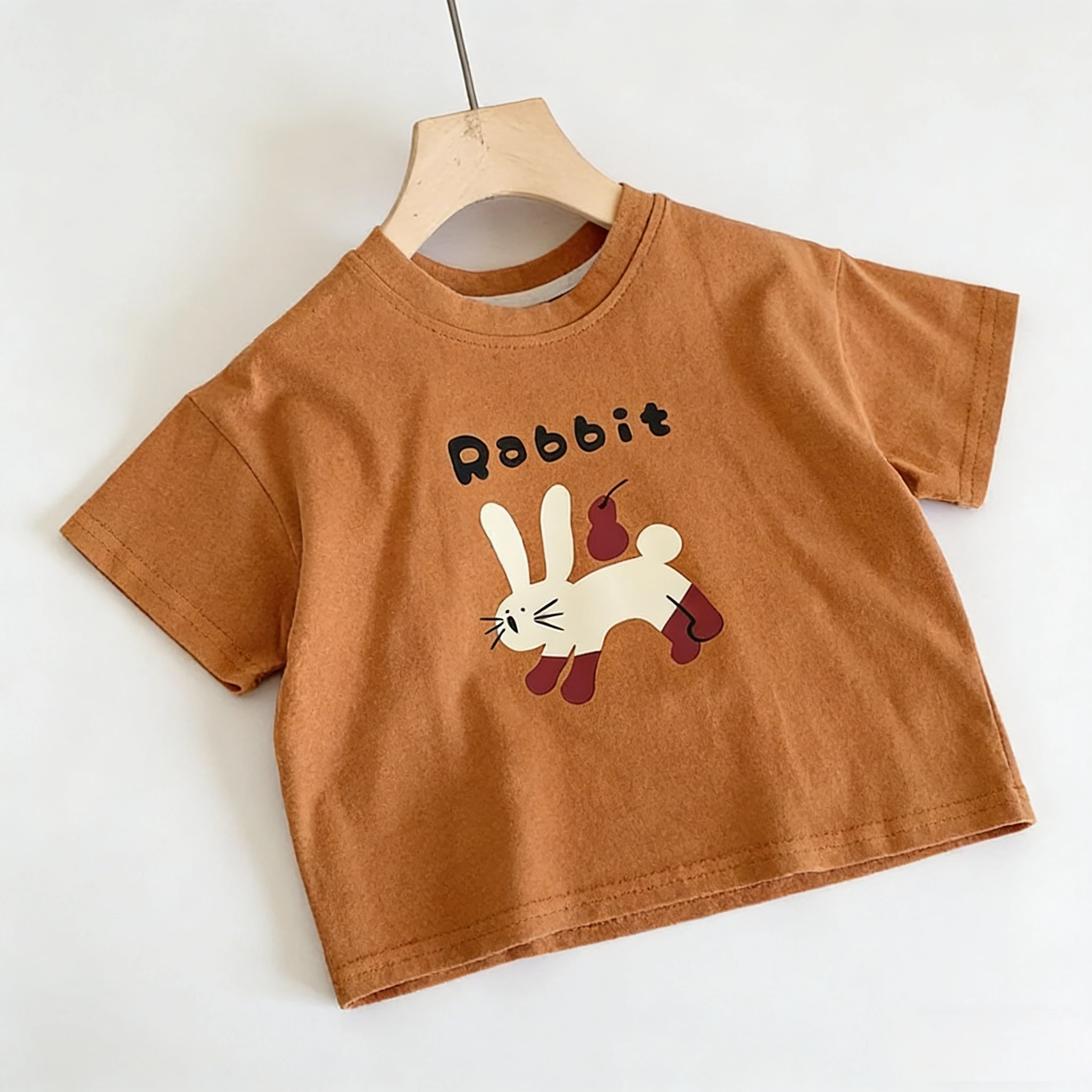 Popular Summer Daily Wear Kids Cute Graphic T Shirt Classic Round Neck Design Light Thin Fabric Multi Color Options Outfit Tops