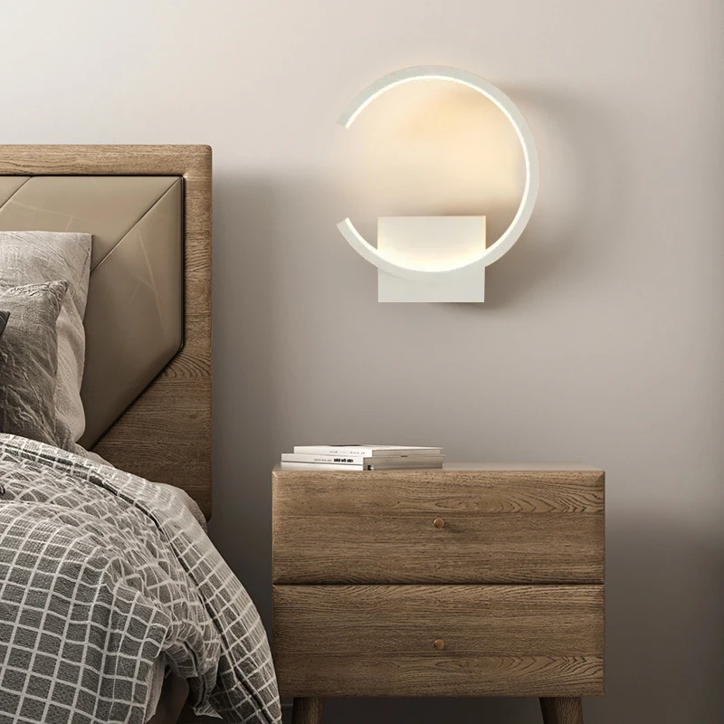 

Modern LED Wall Lamps Minimalist Semicircular Aluminum Sconces For Living Room Bedroom Bedside Dining Rooms Illumination Fixture