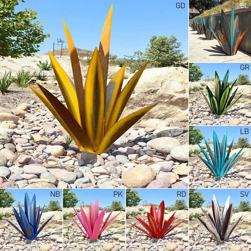 Retro Agave Plant Garden Decor DIY Metal Tequila Art Sculpture for Home Patio Stakes Ornaments Yard Garden Statue Decoration