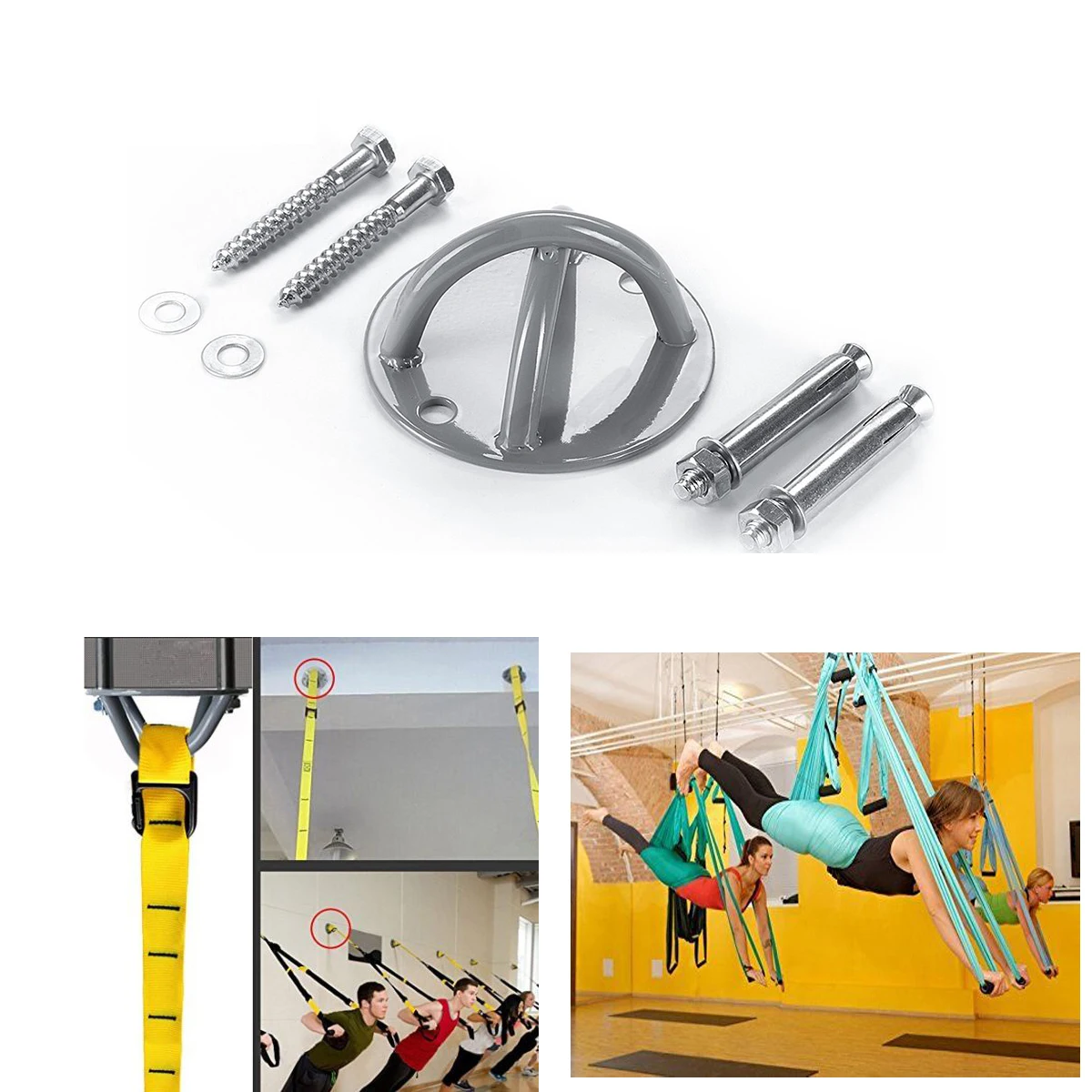 

Steel Plate Yoga Swing Hammock Mount Bracket for Suspension Trainer Gymnastic Ring Wall Anchor Durable Metal Indoor Outdoor