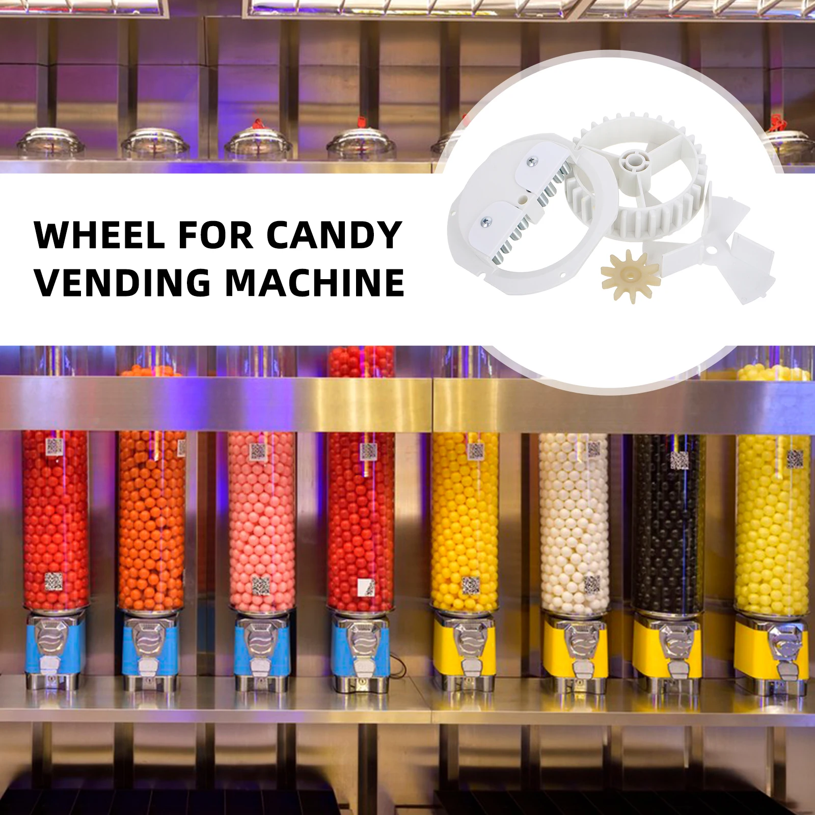 

1 set Candy Machine Gears Replacement Wheel Dispenser Adjustable White Vending Rainbow Gumball Parts Plastic Longlasting