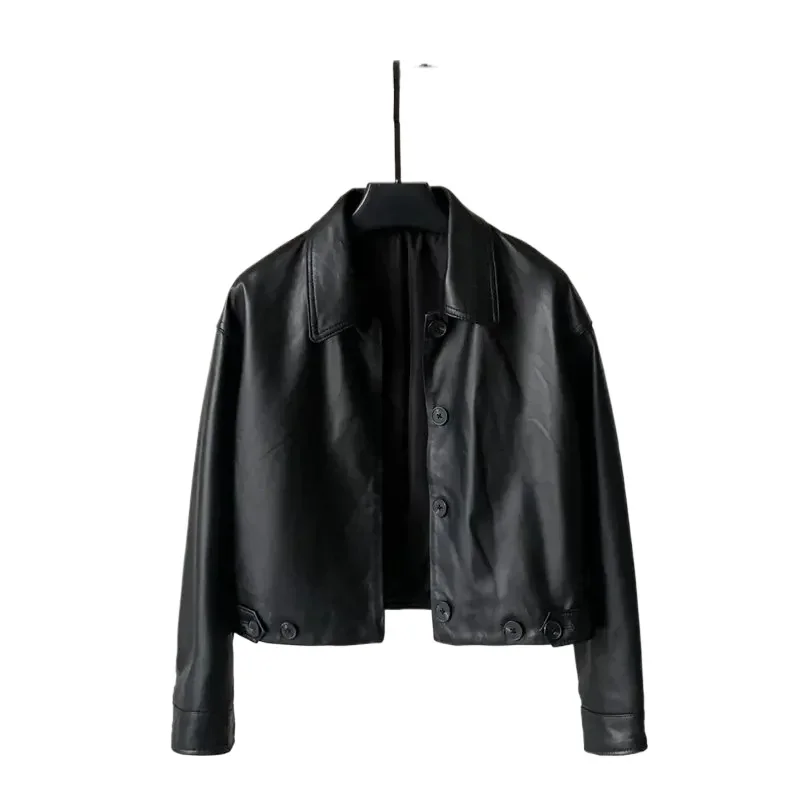 

Tajiyane 23, куртка из натуральной кожи, женские куртки из натуральной кожи, женское однобортное короткое пальто из овчины с квадратным воротником