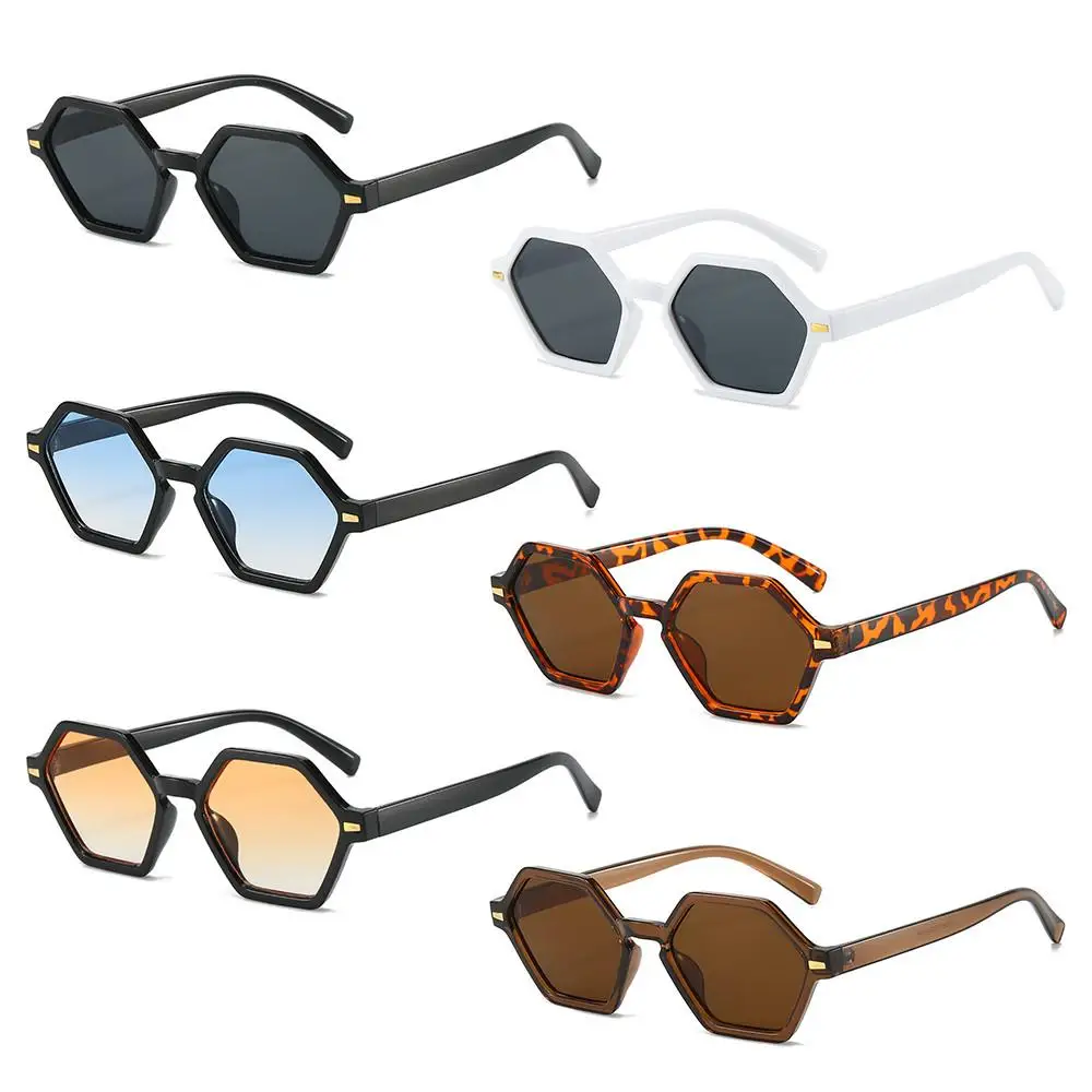 

Vintage Hexagonal Small Frame Sunglasses Hip-Hop Style UV400 Sun Glasses Rivets Decoration Shades for Women & Men