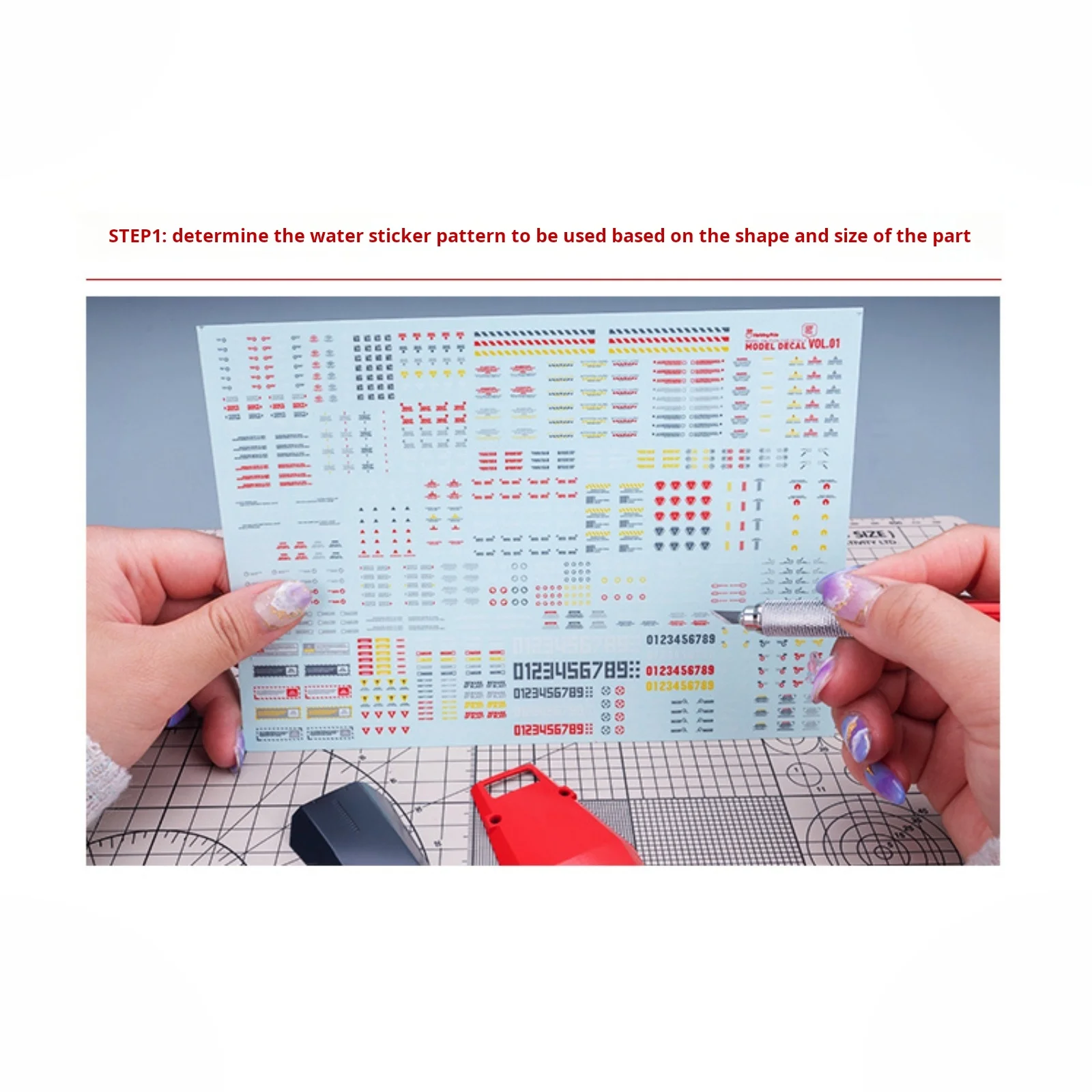HOBBY MIO Fluorescent Water Slide Decal Glow Caution Warning Signs for Gundam Military Model Kit 1/100 1/144 Scale Universal DIY