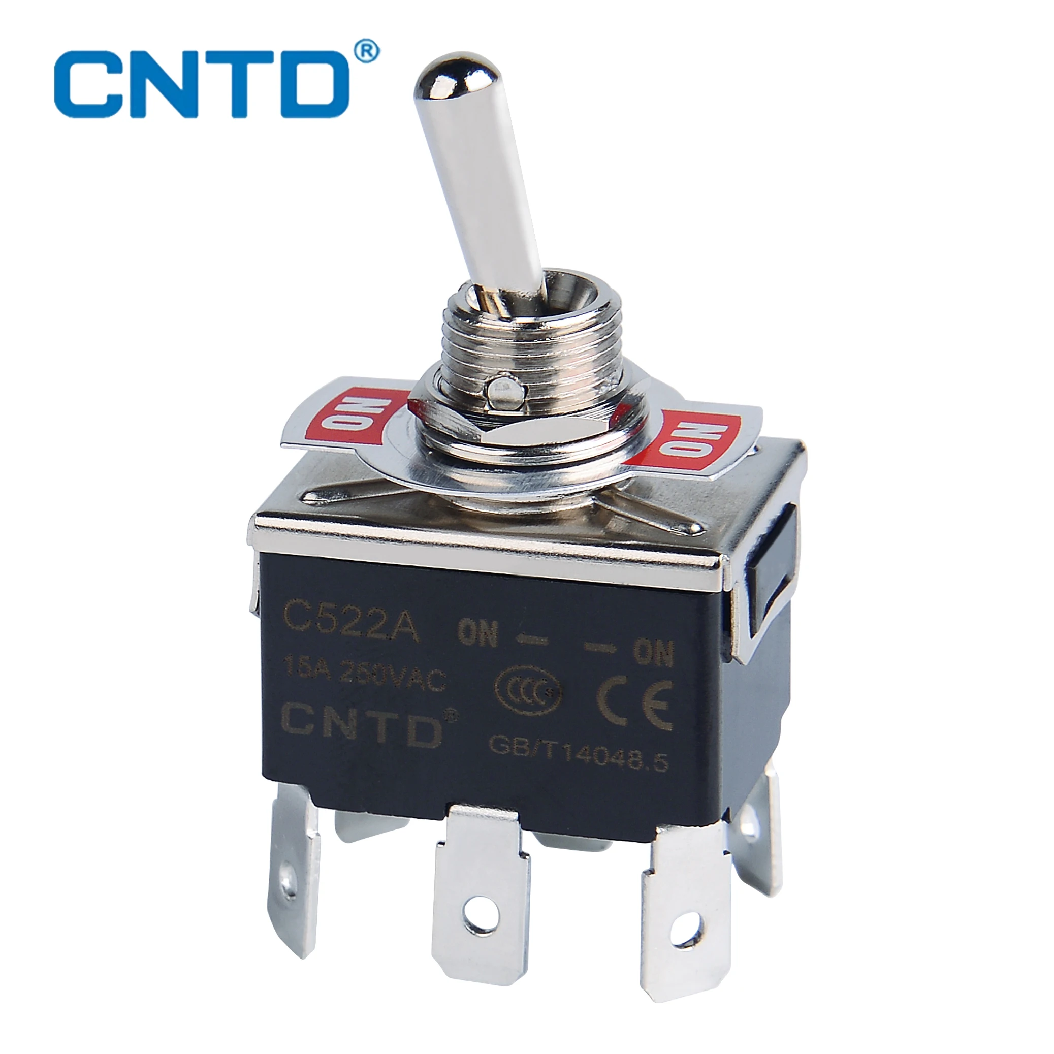 CNTD Self-locking Toggle Switch 15A 250VAC C5 Series Single Pole Double Pole Switch And Rainproof-cap