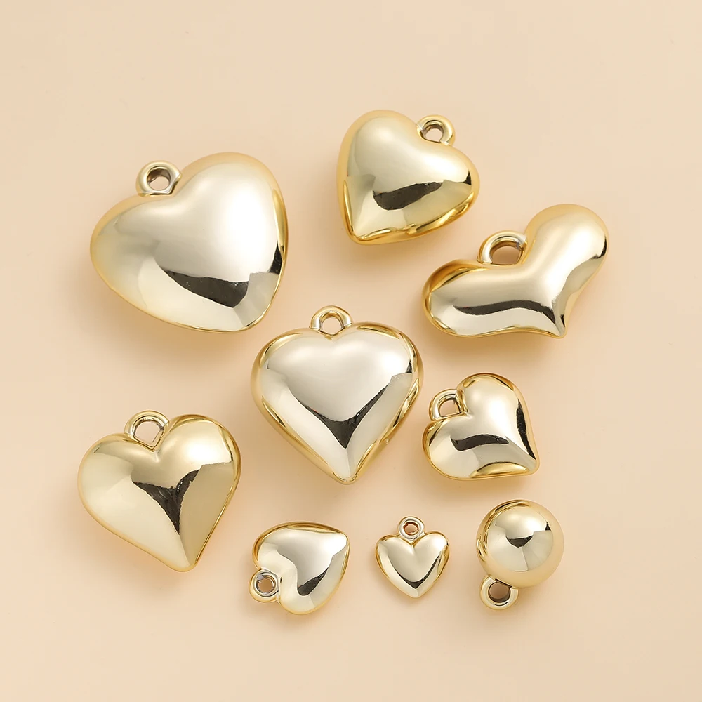 2pcs/Lot CCB Large Heart Shape Pendants Charms for DIY Earring Necklace Bracelet Jewelry Making Accessories Supplies