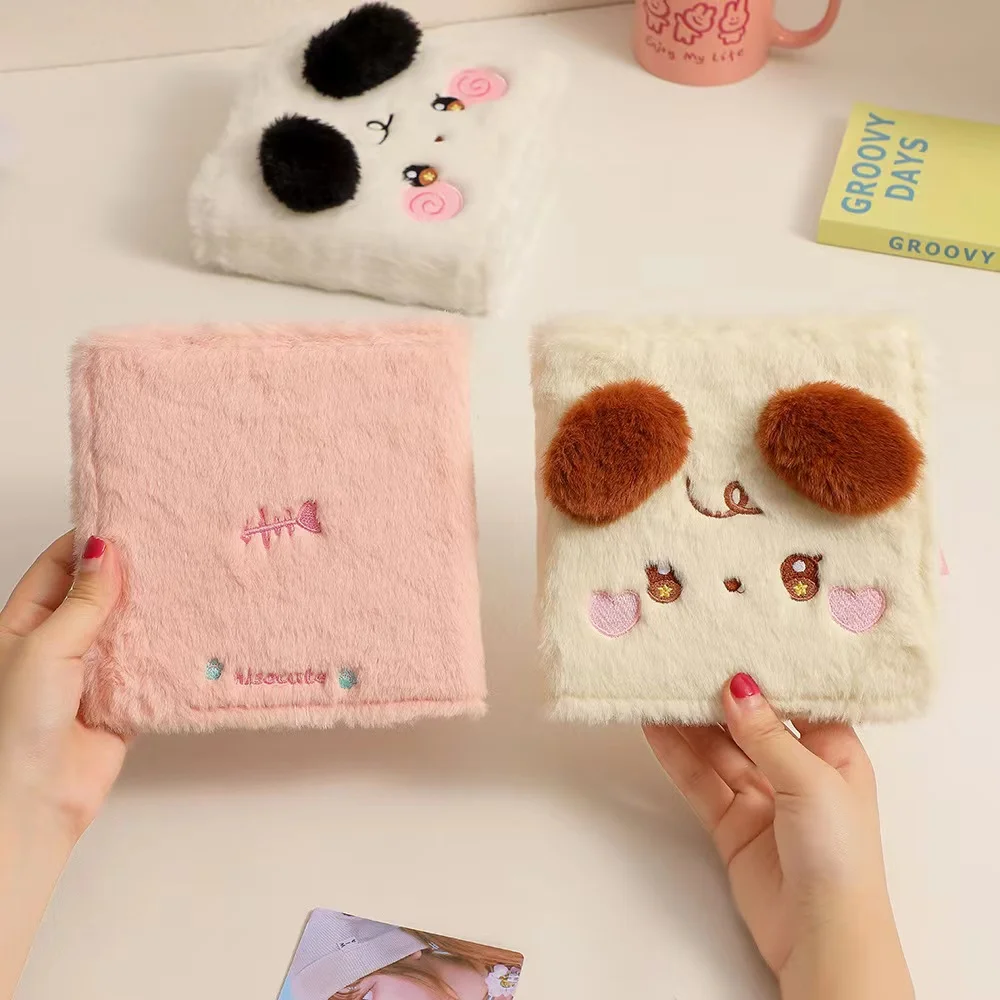 A7 Kawaii Plush rabbit Kpop Photocard square Binder Notebook Collect Book Idol Photo Card Holder Album Storage book Stationery