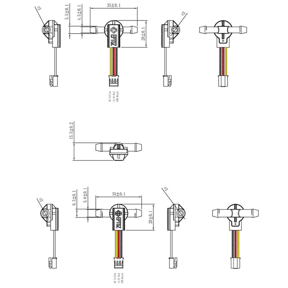 AA98 DC3.3V-5V Water Level Sensor Pipeline Liquid Level Detection Plastic Float Switch Part Number Indicator 2.5-3.5mm