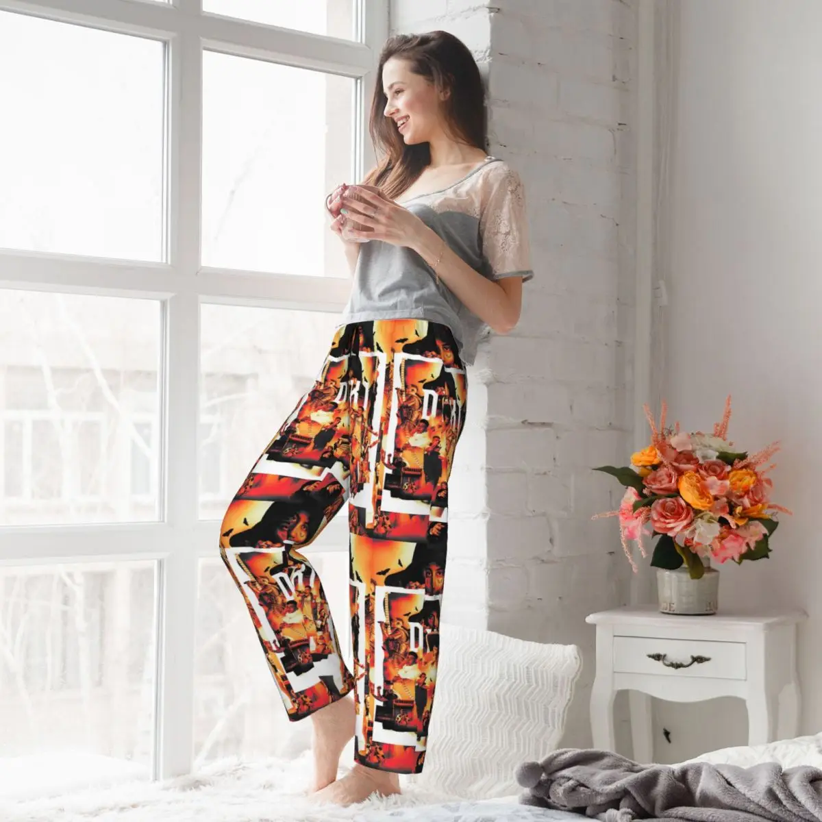Custom Women's Duki Rapper Rockstar Music Pajama Pants Printed Sleep Sleepwear Bottoms with Pockets