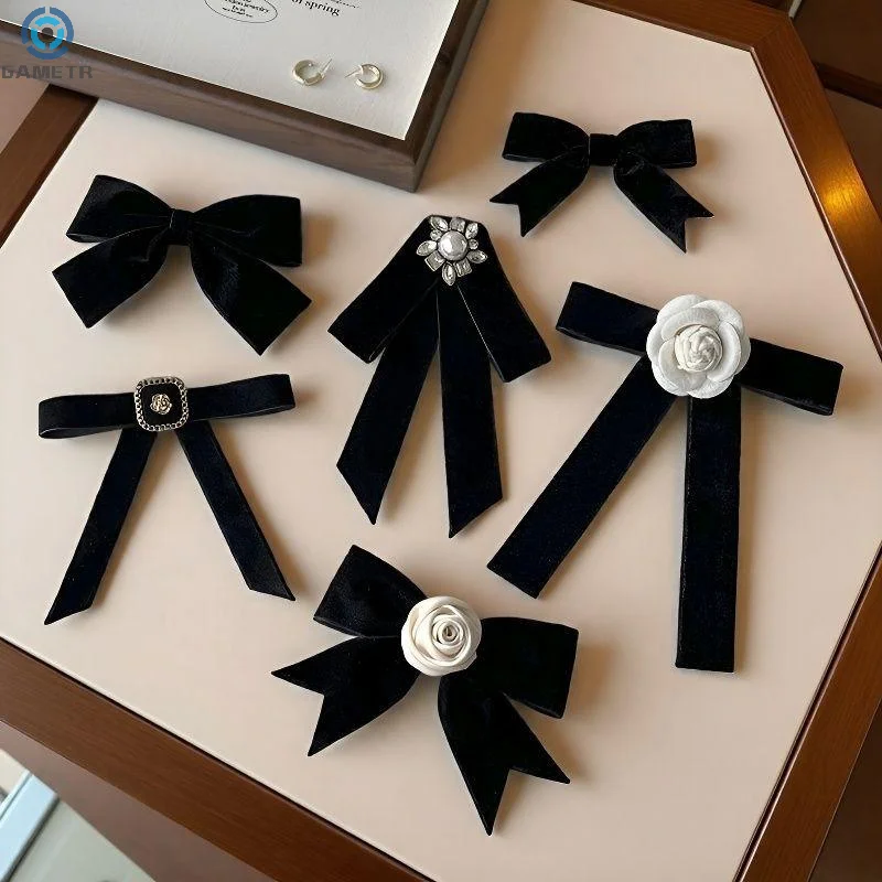 

1 шт., тканевая брошь с цветком камелии, бархатный галстук-бабочка, женские булавки для воротника рубашки в студенческом стиле, винтажные броши для свадебной вечеринки для женщин