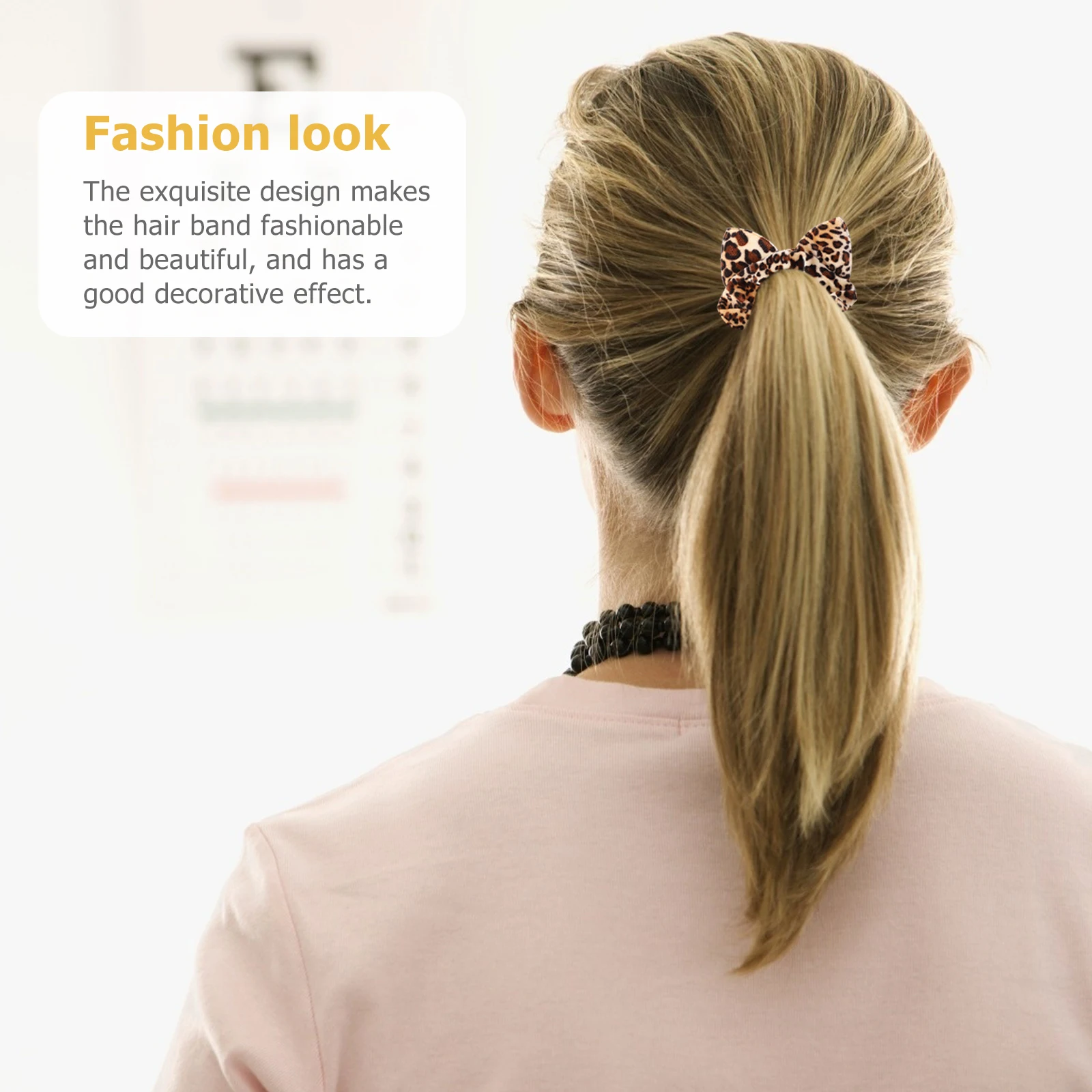 

6pcs Leopard Print Scrunchies for Women Ponytail Holders Elastics Animal Ears Design Comfortable Touch Hair Rings for Wrist Bun