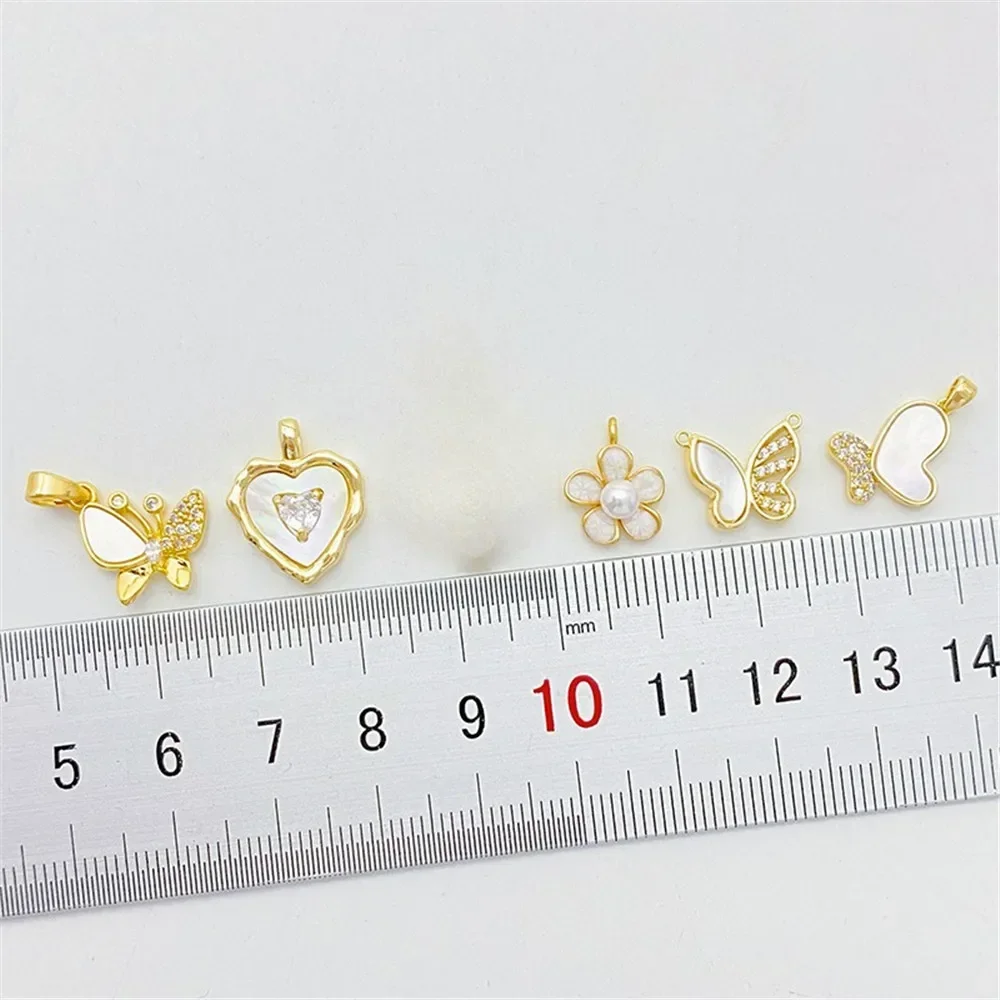 

14K Gold-plating Shell Five-petaled Flower Butterfly Love Pendant Handmade DIY String Bracelet Necklace Jewelry Accessories