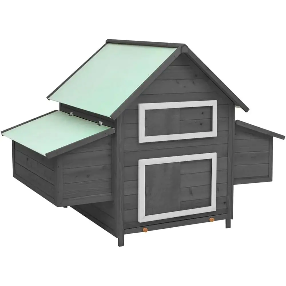 

Серо-белый деревянный курятник, 59.8x37.7x43.3, подходит для патио и садов