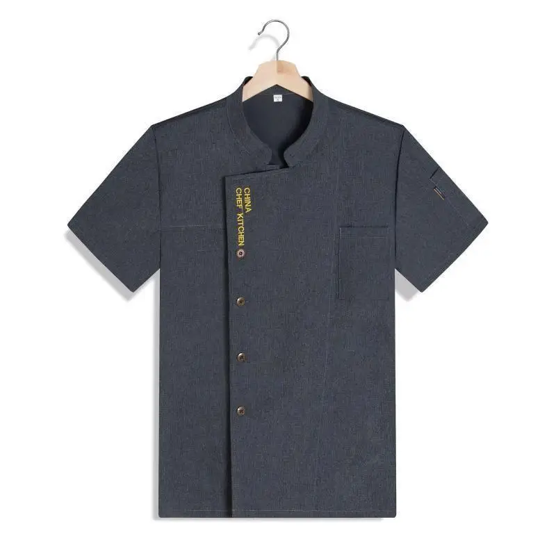 

Летняя дышащая униформа для поваров с коротким рукавом, рабочая форма с вышивкой имени, печатью логотипа, куртка для ресторана, одежда для кухни