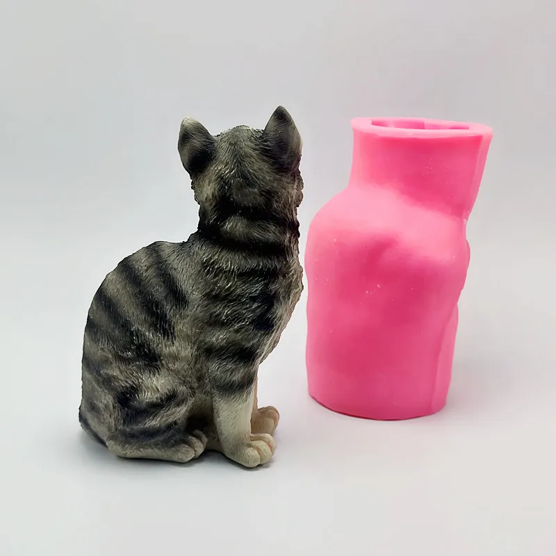 3d cute shorthair cat silicone mold diy making gypsum resin concrete replica product office desktop decoration